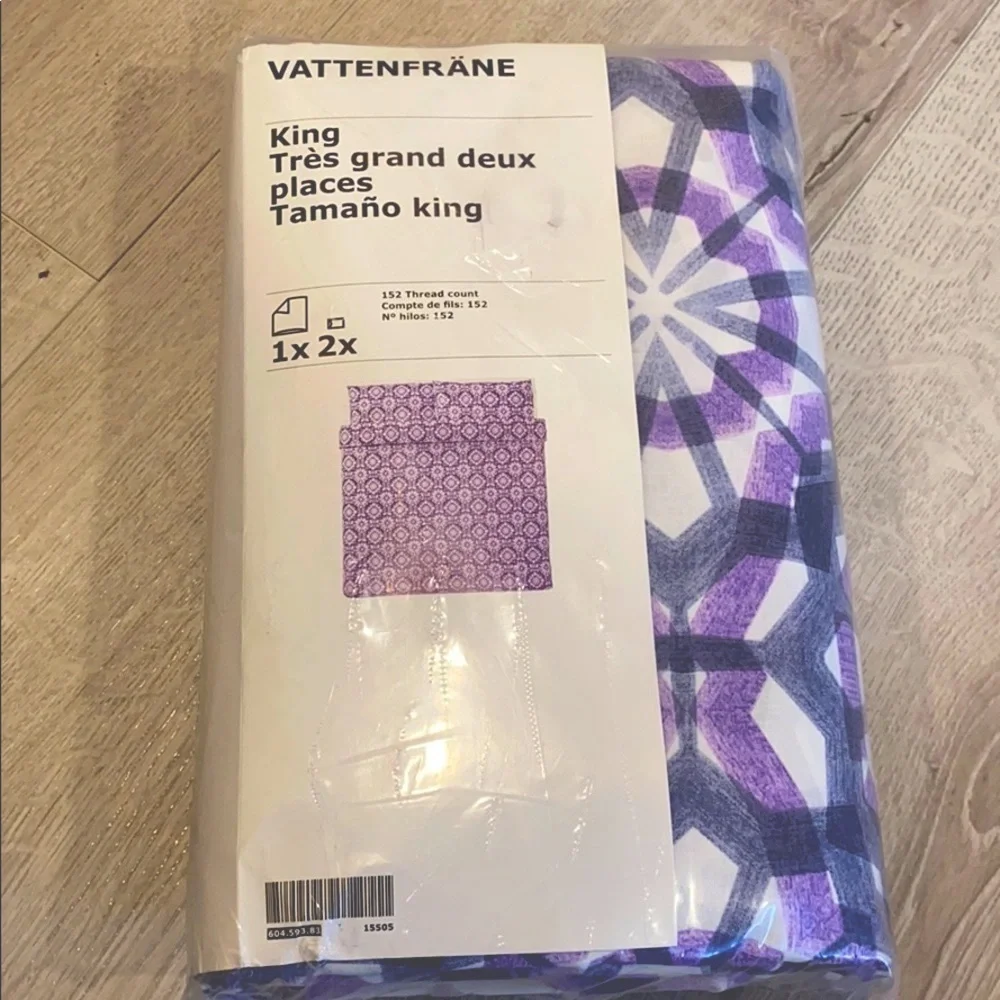 IKEA VATTENFRANE King Duvet Cover w/2 Pillow Cases - NEW never opened package